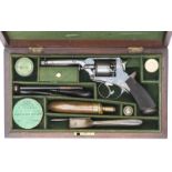 A cased 5 shot 80 bore Tranter’s Patent single trigger double action percussion revolver, 9½”