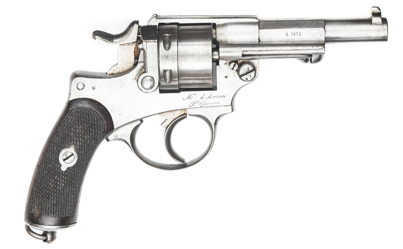 A French 6 shot 11mm Model 1873 Chamelot Delvigne double action ordnance revolver, number F 64406 on