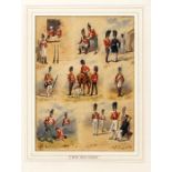 A well executed montage of watercolours of The Royal Welsh Fusiliers by Reginald Wymer, dated