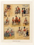 A well executed montage of watercolours of The Royal Welsh Fusiliers by Reginald Wymer, dated