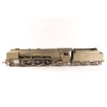 A finely detailed unpainted but varnished static Gauge One model of a BR Coronation Class 4-6-2