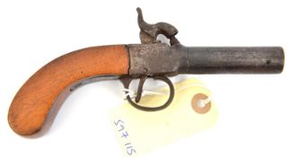 A Birmingham made 80 bore percussion boxlock pocket pistol, 6¾” overall, turn off barrel 2½” with