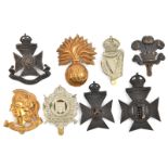 7 London cap badges: 5th City (1821), 8th Q Vic, 12th The Rangers (1835), 12th POW blackened, 16th Q