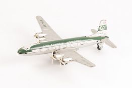 A 1950's Japanese tinplate friction powered airliner. A Vickers Viscount, unusually finished in 'AER