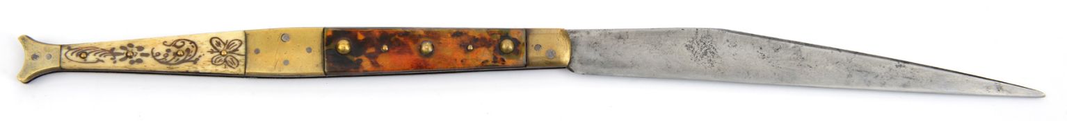 A 19th century Spanish folding knife navaja, blade 8½”, with maker’s mark and “Acier Fondu” (cast