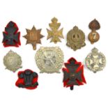 10 London Regt cap badges: 5th City (1820), 7th City, 8th P. Office, 9th Q Vic, 10th Paddington,