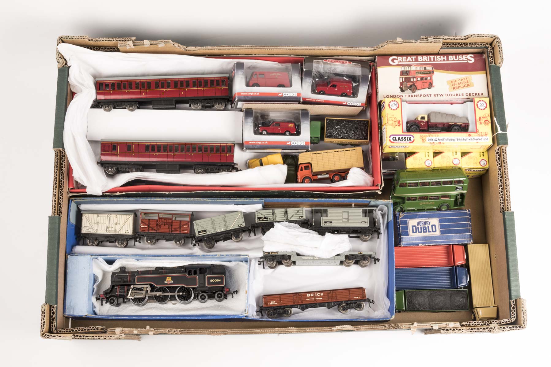 A small quantity of Hornby Dublo and trackside vehicles by other makes. Including; a BR Class 4MT