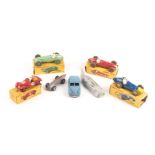 7 Dinky Toys. An MG Midget Sports (108), Alfa Romeo Racing Car (232), Ferrari Racing Car (234) and