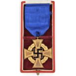 A Third Reich 40 year Faithful Service Decoration, in gilt with ribbon, in its leatherette case, the