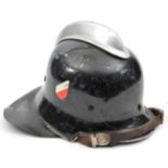 A Third Reich Fire Police double decal combat helmet, of aluminium with square dip, thick