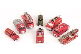 8 Dinky Toys Fire Appliances. 2x Fire Engines (259), a Ford Transit Van Fire Service, a Fire