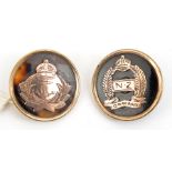 2 MOP roundel sweetheart brooches, with gold coloured mounts, RN and N Zealand Forces. GC