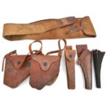 2 leather carrying cases for clinometers, marked “Case.Carrying.M18”, with shoulder straps; a