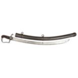 A 1796 pattern light cavalry trooper’s sword, broad curved shallow fullered blade 32½”, marked “