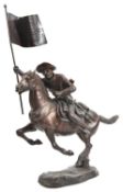 An equestrian bronze figure in the style of Frederick Remington, of a US cavalryman with sergeant’