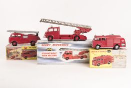 3 Dinky Toys / Supertoys. Turntable Fire Escape - Bedford (956). An example with windows and red