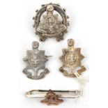 3 R Sussex silver sweetheart brooches: cap badge pattern (2) HM B’ham 1914 and 1915, and cap badge