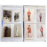 Approx 220 postcards, including WWI troops (group and individual) approx 50, WWI “sweetheart” cards,
