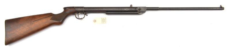 A pre war .22” Haenel Model II break action air rifle, 43” overall, number 937, the walnut butt