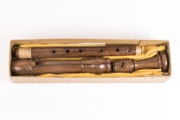 A Carl Dolmetsch wooden tenor recorder with English/Baroque fingering. GC for age. £30-50