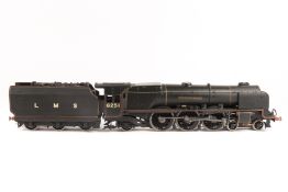 An O gauge 2-rail electric LMS Coronation Class 4-6-2 tender locomotive. City of Nottingham, RN