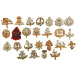 25 different infantry cap badges, including KORR, R Warwick, Kings Gothic title, W Yorks, P