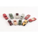 10 Dinky Toys for restoration. Bentley S2 convertible, Alfa Romeo Coupe, Humber Hawk, Mercedes-