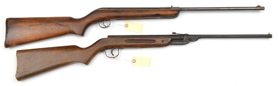 A .177” British Diana Mod 22 break action air rifle, with tinplate barrel and cocking lever, the air