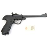 A .177” Polish Predom Lucznik Model 1970 break action air pistol, number D3814, dated 1977. VGWO &