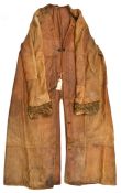 An early soft brown leather flying coat, velvet cuffs, silk lining. GC (some wear).