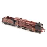 A 3-rail Hornby O gauge LMS 4-4-2 tender locomotive. A Royal Scot Class, 6100, in lined maroon