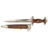 A Third Reich SA dagger, by Gebr Becker, Solingen, the hilt having nickel silver mounts, the