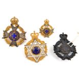 3 Army Chaplain’s cap badges: enamelled KC Christian and one collar, ERII enamelled Christian and