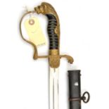 An early Third Reich period cavalry officer’s sword, plated blade 29½” with pre 1935 Eickhorn