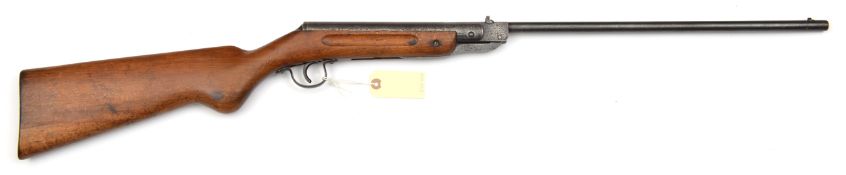 A .177” post war break action air rifle, 40” overall, the top of the barrel stamped “Millita