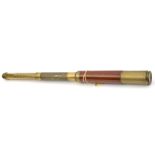 A good 2 draw brass telescope, by “Willson London” for “Day or Night”, mahogany body, length