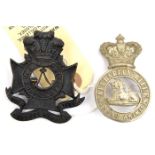 2 S African glengarry badges: Vic WM Kaffrarian Rifles and blackened P.W.O. Cape Peninsula Rifles.