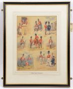 A well executed montage of watercolours of The Royal Welsh Fusiliers by Reginald Wymer, dated 1884