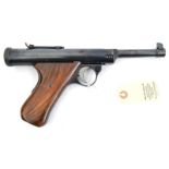 A .22” Haenel Model 28 air pistol, number 2314, the air chamber stamped “Haenel Air Pistol/ Brit Pat