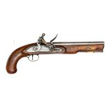 A mid 19th century 16 bore flintlock “ship’s pistol”, 15” overall, barrel 9¼” with London proofs;