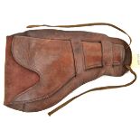 A brown leather American western revolver holster, with leg ties at base. GC