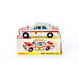 A Dinky Toys Lotus Cortina Rally Car (205) in red and white. Boxed, some wear/damage. Vehicle GC-