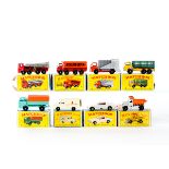 10 Matchbox 1-75 Series vehicles. Mercedes Truck (1e). Mercedes Trailer (2d). Dodge Stake Truck in