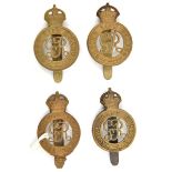 4 Geo V Household Cavalry cap badges: First LG, Second LG, RHG and WWI motto type, all with