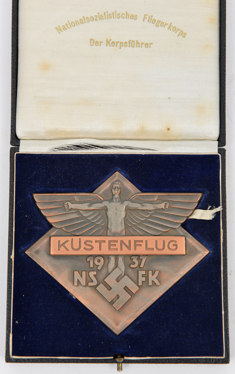 A Third Reich NSFK non portable award, in the form of a lozenge shaped silvered bronze plaque