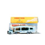 A Dinky Toys Pullmore Car Transporter (582). Car Transporter with light blue cab and trailer, fawn