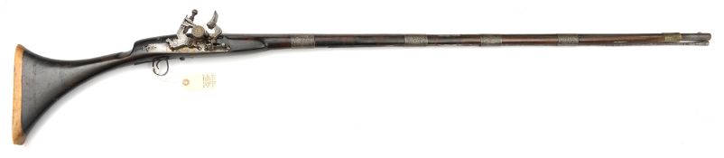 A 24 bore Kabyle Arab snaphaunce jezail, 59” overall, barrel 45” with chevron decorated section