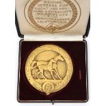 A Third Reich Gold Honour plaque for Horse breeding, being a double sided 4” diameter plaque, in its