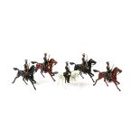 Britains Greek Cavalry from Set No.170. c.1935 4 cantering with long carbines and Officer with sword