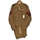 A WWII KRRC utility pattern BD blouse, complete with staff sergeant’s stripes, titles and 23rd